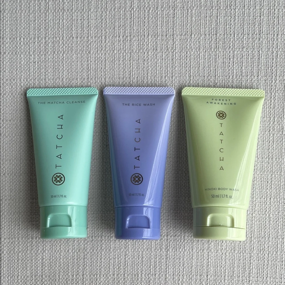 Tatcha hinoki Body Wash, matcha cleanse, rice wash set
